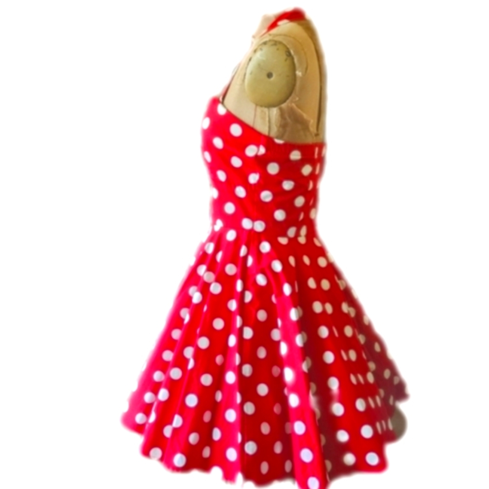 Vintage Red Polka Dot Halter Dress - Picture 5 of 8